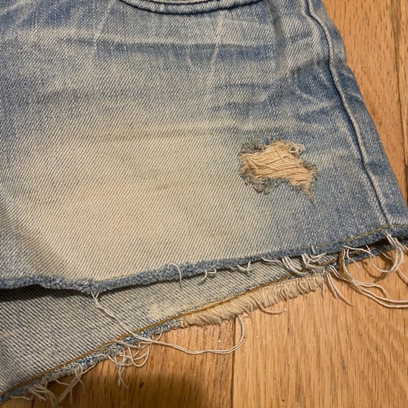 Women's distressed low rise mini jean shorts with unique embroidered design - Picture 9 of 12